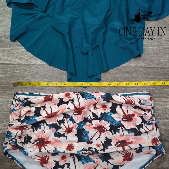 Tempt Me Plus Size Tummy Control High Waist Flounce Bikini Swimsuit Size XXL - Picture 4 of 6